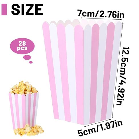 28 Pcs Pink Popcorn Boxes, Pink Popcorn Containers Treat Candy Boxes Bucket for Movie Theater, Carnival Circus Party, Birthday Popcorns Supplies in Kuwait