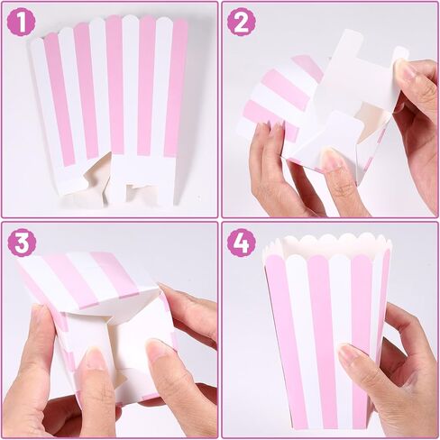 28 Pcs Pink Popcorn Boxes, Pink Popcorn Containers Treat Candy Boxes Bucket for Movie Theater, Carnival Circus Party, Birthday Popcorns Supplies in Kuwait