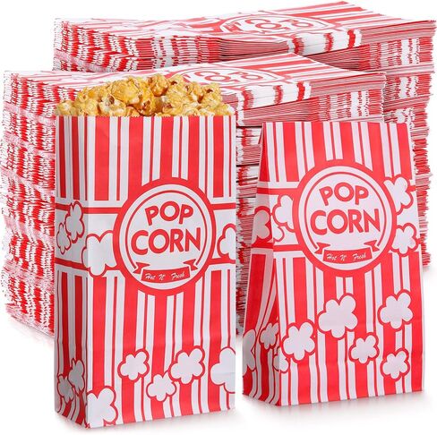 800 PCS Paper Popcorn Bags Bulk 2 Oz Bublip Bottom Boxes Red and White يمكن التخلص منها الحاوية القابلة للتصرف في فيلم Film Night Popcorn for Retro Movie Party Party Carnival Supplies (Red and White) in Saudi Arabia
