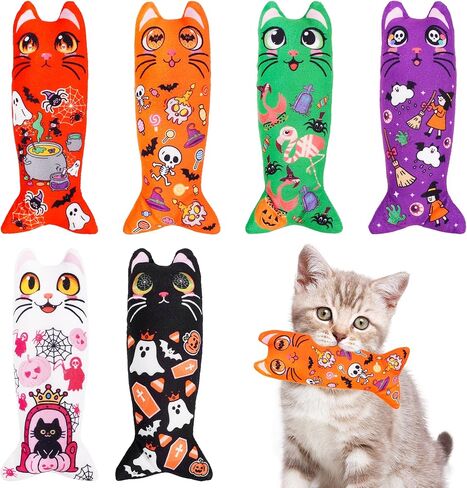 6 PCS Large Catnip Toys for Indoor Cats Crinkle Sound Plush Toys Kitten Cat Chewing Kicker Toy in Kuwait