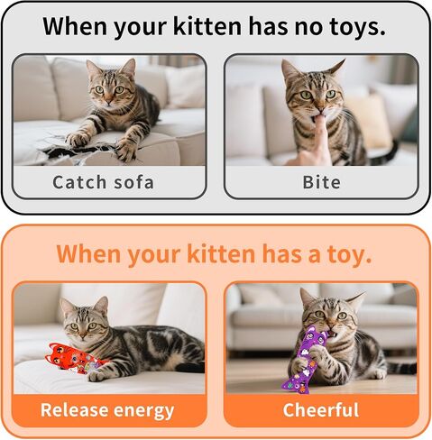 6 PCS Large Catnip Toys for Indoor Cats Crinkle Sound Plush Toys Kitten Cat Chewing Kicker Toy in Kuwait