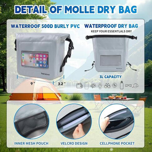 Waterproof MOLLE Dry Bag,Compatible with YETI Hopper Flip, Tactical Backpack, Soft Cooler,For YETI dry bag sidekick,YETI cooler side bag, YETI Cooler Accessories in Saudi Arabia