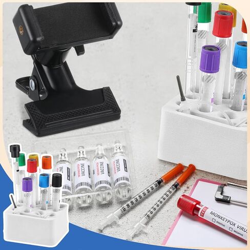 Chunful Mobile Tube Holder Rack with Clamp Mount Adjustable Test Tube Organizer Kit Supplies for Hospital Laboratory Scientific Office, Clamps on Chair Arms, Wheelchairs and Bed Rails in Saudi Arabia