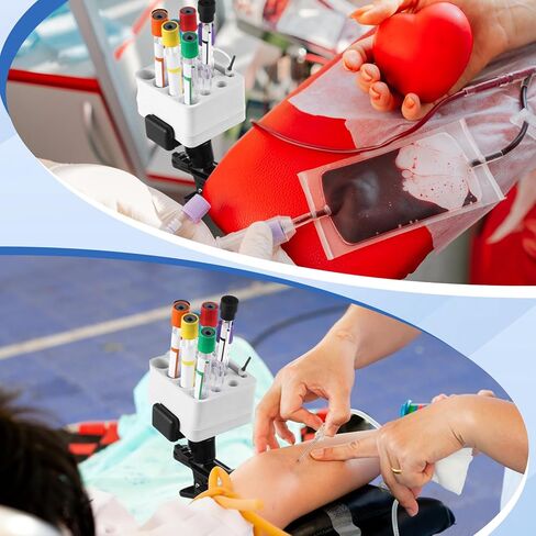 Chunful Mobile Tube Holder Rack with Clamp Mount Adjustable Test Tube Organizer Kit Supplies for Hospital Laboratory Scientific Office, Clamps on Chair Arms, Wheelchairs and Bed Rails in Saudi Arabia
