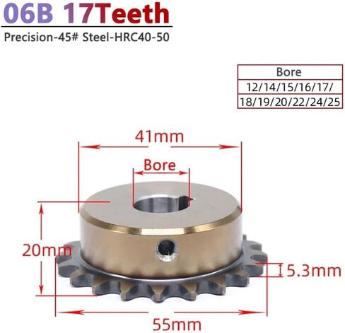 مسننة أسطوانة الأسنان 1PC 06B 17 دقة دقة الصناعية عجلة ضرس الدافع الصناعي 45# in Saudi Arabia