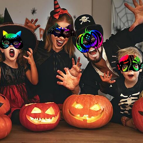 Natonhi 32Pcs Halloween Crafts for Kids Rainbow Scratch Mask, Halloween Games Scratch Art and Craft Kit Classroom Activities Favors Party Supplies in Kuwait