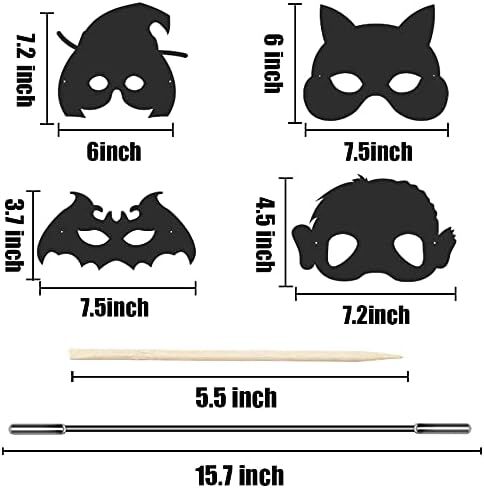 Natonhi 32Pcs Halloween Crafts for Kids Rainbow Scratch Mask, Halloween Games Scratch Art and Craft Kit Classroom Activities Favors Party Supplies in Kuwait
