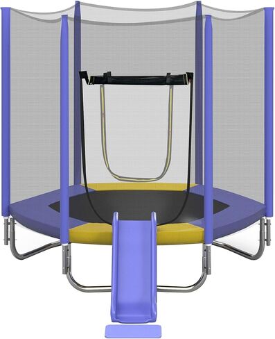 Merax 7ft Kids Trampoline with Slide,Enclosure Net and Ladder, Climb ‘n Slide Small Toddler Trampoline Indoor Outdoor for Kids in Kuwait