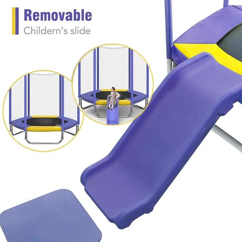 Merax 7ft Kids Trampoline with Slide,Enclosure Net and Ladder, Climb ‘n Slide Small Toddler Trampoline Indoor Outdoor for Kids in Kuwait