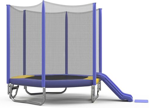 Merax 7ft Kids Trampoline with Slide,Enclosure Net and Ladder, Climb ‘n Slide Small Toddler Trampoline Indoor Outdoor for Kids in Kuwait