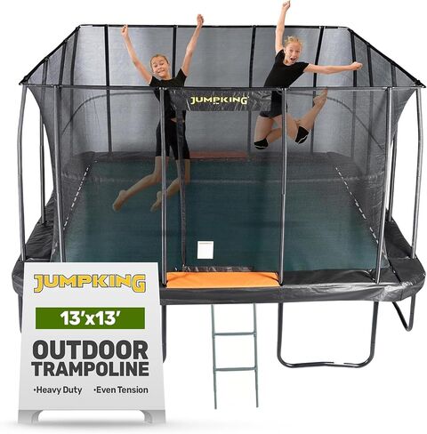 JumpKing Rectangle Trampoline Outdoor with Enclosure, Ladder, and Net, Large Recreational Trampoline for Kids and Adults, ASTM Compliant, Heavy Duty, Weather-Resistant, 1200LBS Capacity in Kuwait