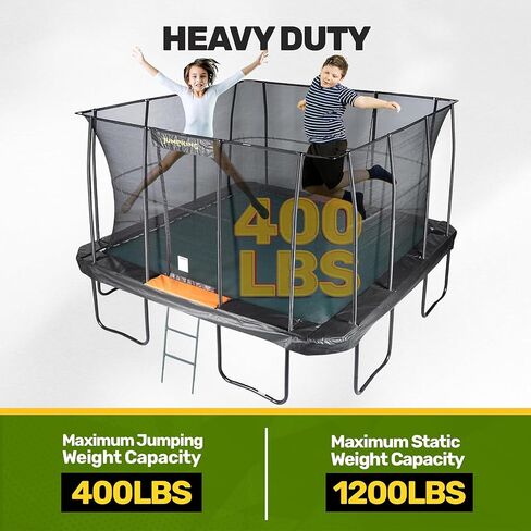 JumpKing Rectangle Trampoline Outdoor with Enclosure, Ladder, and Net, Large Recreational Trampoline for Kids and Adults, ASTM Compliant, Heavy Duty, Weather-Resistant, 1200LBS Capacity in Kuwait