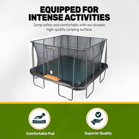 JumpKing Rectangle Trampoline Outdoor with Enclosure, Ladder, and Net, Large Recreational Trampoline for Kids and Adults, ASTM Compliant, Heavy Duty, Weather-Resistant, 1200LBS Capacity in Kuwait