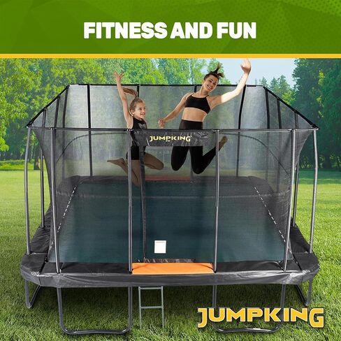 JumpKing Rectangle Trampoline Outdoor with Enclosure, Ladder, and Net, Large Recreational Trampoline for Kids and Adults, ASTM Compliant, Heavy Duty, Weather-Resistant, 1200LBS Capacity in Kuwait