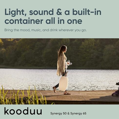 Adesso Kooduu 3-in-1 مصباح LED ، مكبر صوت Bluetooth وحامل المشروبات-اللاسلكي ، وضوء داخلي/خارجي قابل لإعادة الشحن-يناسب زجاجتين ، 28 "ساعة in Saudi Arabia