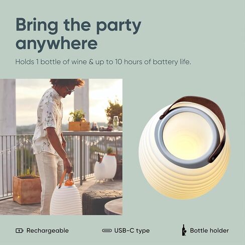 Adesso Kooduu 3-in-1 مصباح LED ، مكبر صوت Bluetooth وحامل المشروبات-اللاسلكي ، وضوء داخلي/خارجي قابل لإعادة الشحن-يناسب زجاجتين ، 28 "ساعة in Saudi Arabia