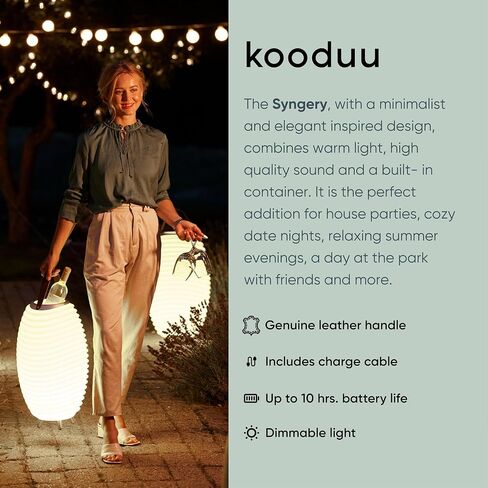Adesso Kooduu 3-in-1 مصباح LED ، مكبر صوت Bluetooth وحامل المشروبات-اللاسلكي ، وضوء داخلي/خارجي قابل لإعادة الشحن-يناسب زجاجتين ، 28 "ساعة in Saudi Arabia