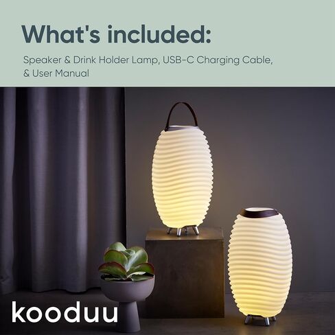 Adesso Kooduu 3-in-1 مصباح LED ، مكبر صوت Bluetooth وحامل المشروبات-اللاسلكي ، وضوء داخلي/خارجي قابل لإعادة الشحن-يناسب زجاجتين ، 28 "ساعة in Saudi Arabia
