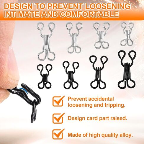 Hzopcw 80 أزواج خياطة الخطاف والإغلاق للعين للملابس ، مجموعة استبدال صدرية المعادن ، 9.1/12.7/14/16.3mm خياطة على المشابك المفاجئة لتنورة حمالة الصدر- الحرف اليدوية- الذهب in Kuwait