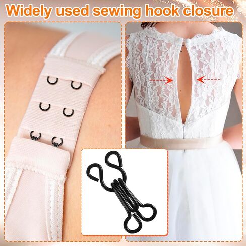 Hzopcw 80 أزواج خياطة الخطاف والإغلاق للعين للملابس ، مجموعة استبدال صدرية المعادن ، 9.1/12.7/14/16.3mm خياطة على المشابك المفاجئة لتنورة حمالة الصدر- الحرف اليدوية- الذهب in Kuwait