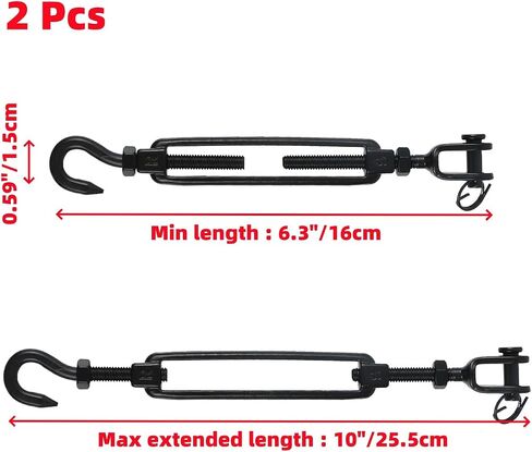 Oedema 2 Pcs M6 Jaw and Hook Turnbuckle Heavy Duty Stainless Steel Adjustable Turnbuckle Shade Sail Hardware Wire Rope Tension for Wire Rope Tension Cables in Saudi Arabia