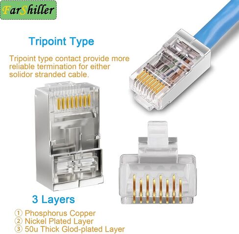 موصلات RJ45 CRIMP تنتهي 8P8C توصيل شبكة UTP لـ CAT5E CAT5 CAT6 CABLED CABLED CABLEST SOLD CRISTAL ، موصل CAT6 / CAT5E RJ45 ، موصلات تجعيد كابل Ethernet (100 حزمة) in Kuwait