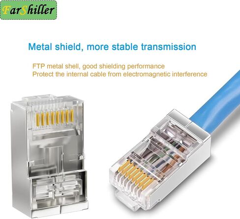موصلات RJ45 CRIMP تنتهي 8P8C توصيل شبكة UTP لـ CAT5E CAT5 CAT6 CABLED CABLED CABLEST SOLD CRISTAL ، موصل CAT6 / CAT5E RJ45 ، موصلات تجعيد كابل Ethernet (100 حزمة) in Kuwait