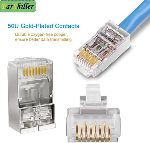 موصلات RJ45 CRIMP تنتهي 8P8C توصيل شبكة UTP لـ CAT5E CAT5 CAT6 CABLED CABLED CABLEST SOLD CRISTAL ، موصل CAT6 / CAT5E RJ45 ، موصلات تجعيد كابل Ethernet (100 حزمة) in Kuwait