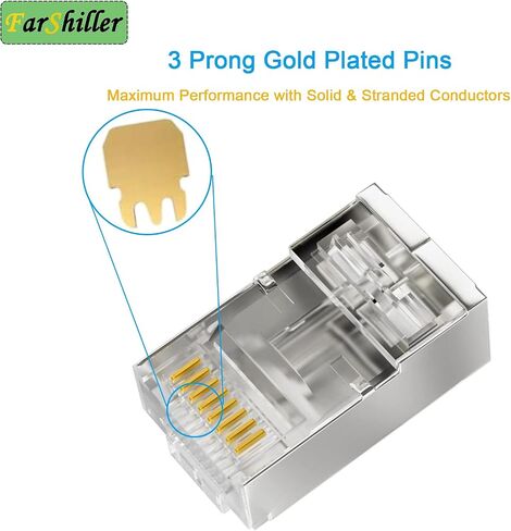 موصلات RJ45 CRIMP تنتهي 8P8C توصيل شبكة UTP لـ CAT5E CAT5 CAT6 CABLED CABLED CABLEST SOLD CRISTAL ، موصل CAT6 / CAT5E RJ45 ، موصلات تجعيد كابل Ethernet (100 حزمة) in Kuwait