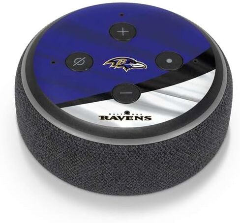 Skinit Skinit Audio Audio Skin متوافق مع Amazon Echo Dot 3 - تصميم NFL Baltimore Ravens المرخص رسميًا in Saudi Arabia