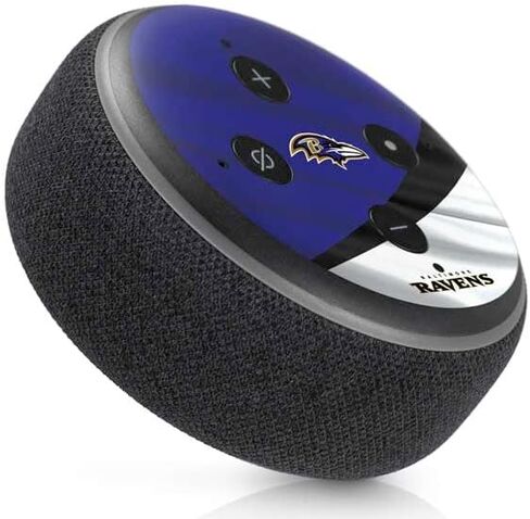 Skinit Skinit Audio Audio Skin متوافق مع Amazon Echo Dot 3 - تصميم NFL Baltimore Ravens المرخص رسميًا in Saudi Arabia