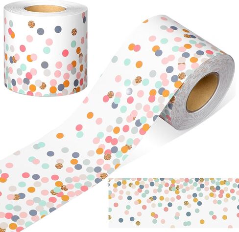 Zonon 65 قدم Border Bulletin Bulletin Border for Classroom Pastel Dot Confetti Scalloped Strawlopled Trim Trim Cut للعودة إلى دراس المدرسة. in Saudi Arabia