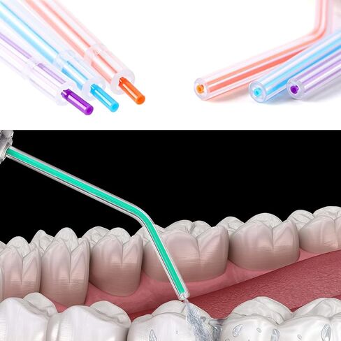 250Pcs Dental Air Water Syringe Tips, Disposable Spray Nozzles Tips, Rainbow 3 Way Water Syringe Connector Tips for Oral Teeth Cleaning in Kuwait
