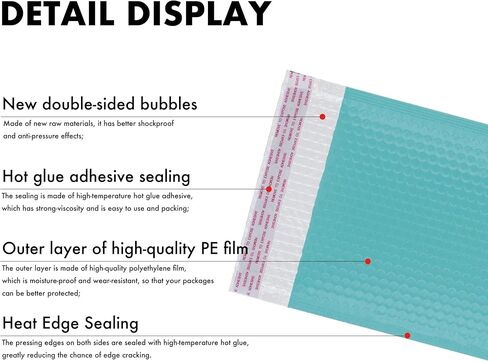 Poly Bubble Mailers 4x7", Self Seal Adhesive Flap 1.57", Teal Padded Envelopes, 120 pcs per boxes in Saudi Arabia