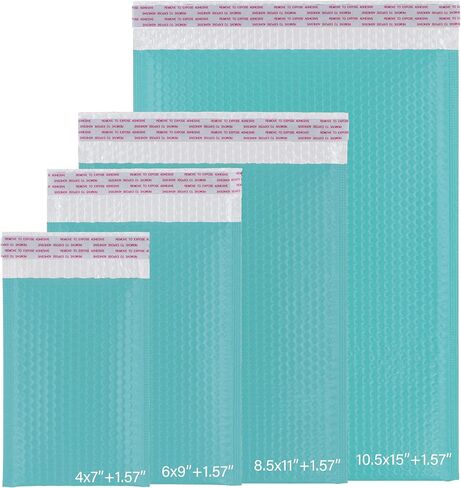 Poly Bubble Mailers 4x7", Self Seal Adhesive Flap 1.57", Teal Padded Envelopes, 120 pcs per boxes in Saudi Arabia