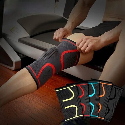Piece Elastic Knee Pad Knee Patella Protector Brace Cycling Basketball Running Compression Knee Sleeve Sports Kneepads(Gray,XL) in Kuwait