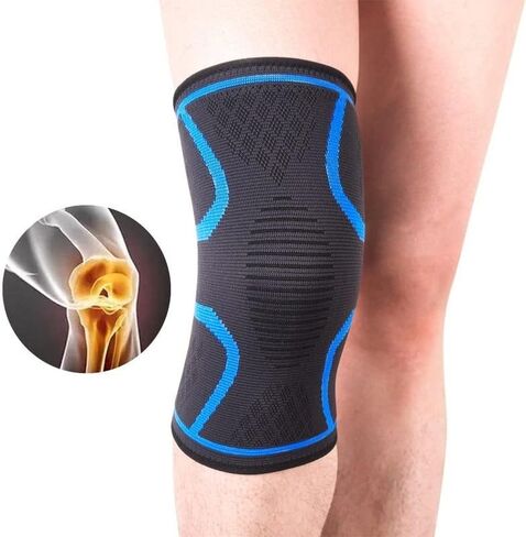 Piece Elastic Knee Pad Knee Patella Protector Brace Cycling Basketball Running Compression Knee Sleeve Sports Kneepads(Gray,XL) in Kuwait
