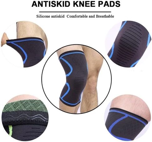 Piece Elastic Knee Pad Knee Patella Protector Brace Cycling Basketball Running Compression Knee Sleeve Sports Kneepads(Gray,XL) in Kuwait