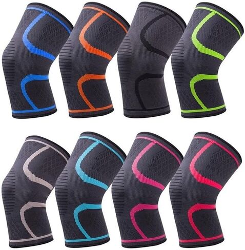 Piece Elastic Knee Pad Knee Patella Protector Brace Cycling Basketball Running Compression Knee Sleeve Sports Kneepads(Gray,XL) in Kuwait