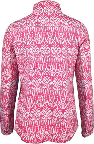 IBKUL Athleisure Wear Sun Protective UPF 50+ Icefil Cooling-Barbara Print Long Sleeve Mock Neck Top-10086 in Saudi Arabia