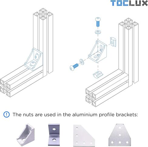 200pcs 2020 Series M5 t-nut kit-sliding & drop-in t-nuts ، m5x8mm و m5x10mm ، غسالات ، وجع سداسي الكرة-من أجل إكسسوارات بثق الألومنيوم 6 مم من الألومنيوم in Saudi Arabia