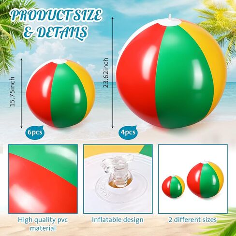 21 Pcs Summer Beach Party Arch Kit Include 4 Large 24 Inch Inflatable Beach Ball, 6 Rainbow 16 Inch Pool Ball and 11 Inflatable Pool Swim Ring for Summer Party Decoration in Saudi Arabia