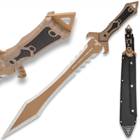 USMC Desert OPS Gladiator Sword and Sheath with Shoulder Strap - Officially Licensed, Stainless Steel Blade, Anti-Corrosion Coating, ABS Handle - Marine Corps Approved for Modern Warrior - Length 24" in Saudi Arabia
