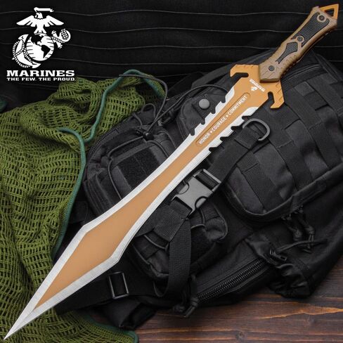 USMC Desert OPS Gladiator Sword and Sheath with Shoulder Strap - Officially Licensed, Stainless Steel Blade, Anti-Corrosion Coating, ABS Handle - Marine Corps Approved for Modern Warrior - Length 24" in Saudi Arabia