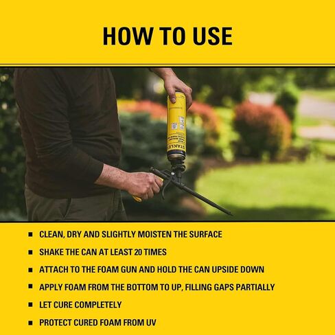 Stanley F905p Gaps & Cracks Pro Foam Sealant (2x24 Oz.) - عزل رغوة البولي يوريثان المتوسع من البولي يوريثان للشقوق والتجويف العريضة ، مقاومة للماء | بندقية ونظافة شملت | 24 أوقية. 2 عبوة in Kuwait