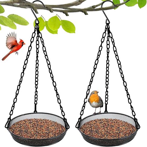 Hanging Bird Feeder, Birdfeeder Hanging for Garden Yard Outside Hanging Bird Feeder Tray - Metal Mesh Platform Feeders for Birds Outside Outdoors Hanging for Attracting Birds, 1Pcs in Saudi Arabia