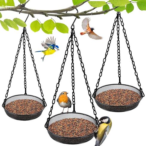 معلق تغذية الطيور ، Birdfeeder معلقة لسندي ساحة خارج صينية تغذية الطيور المعلقة - مغذيات منصة الشبكات المعدنية للطيور خارج الهواء الطلق معلقة لجذب الطيور ، 1pcs in Kuwait