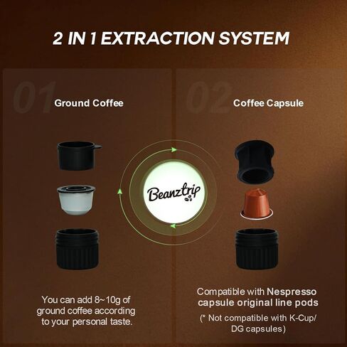H02 Pro Properable Espresso Maker ، آلة قهوة كهربائية للسفر ، آلة الإسبريسو تناسب كبسولة القهوة والتكوين الأرضية ، صانع القهوة المصغر 20bar مع تسخين ذاتي ، للتخييم ، المشي لمسافات طويلة ، المكتب in Kuwait