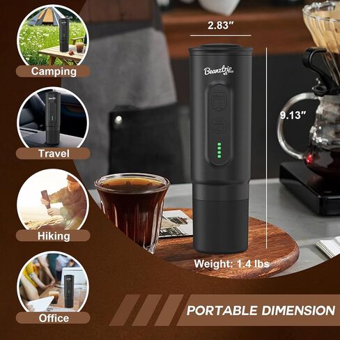 H02 Pro Properable Espresso Maker ، آلة قهوة كهربائية للسفر ، آلة الإسبريسو تناسب كبسولة القهوة والتكوين الأرضية ، صانع القهوة المصغر 20bar مع تسخين ذاتي ، للتخييم ، المشي لمسافات طويلة ، المكتب in Kuwait