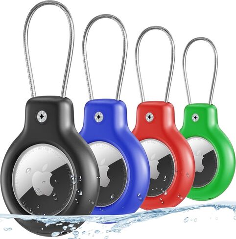 for Air tag Holder for Apple Air tag Secure with Wire Cable, 4 Pack of IP68 Waterproof Air tag Keychain Holder for Key, Kid, Bag, Luggage, Pets Collar and More in Saudi Arabia